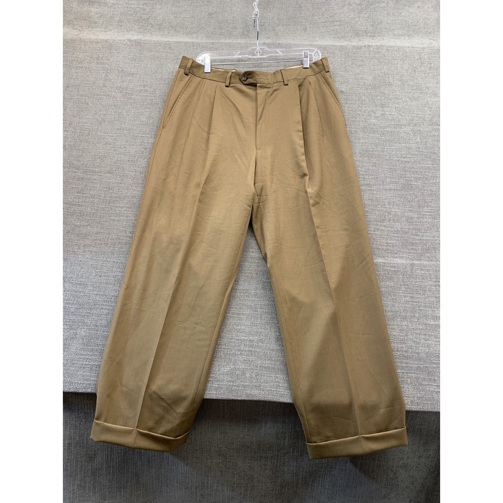 Pal‎ Zileri Dress Pants Mens Medium Beige Pleated Straight Leg Formal Business